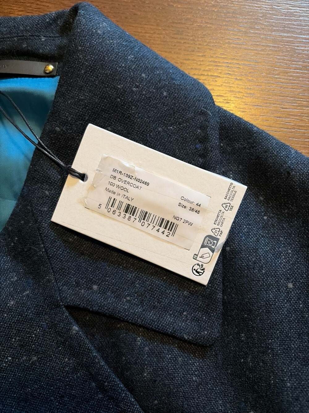 Paul Smith Made in Italy 100% Wool Navy Speckled Double Breasted Overcoat - Picture 4 of 10